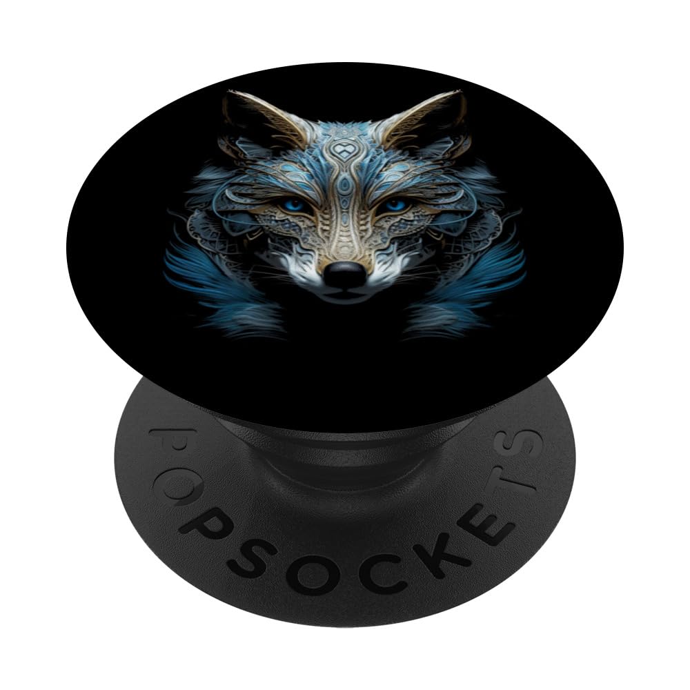 Fox Art Blue Eyes - Animal Mandala Fox PopSockets Swappable PopGrip