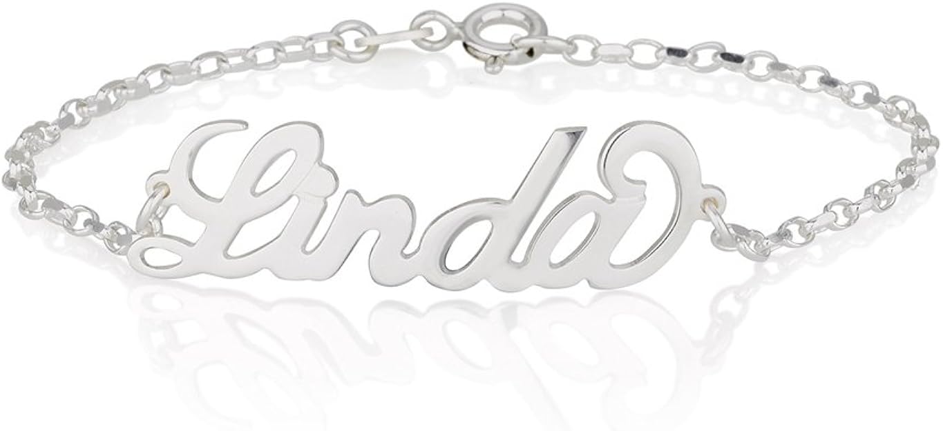 Name Bracelet, 925 Sterling Silver Initial Bracelet