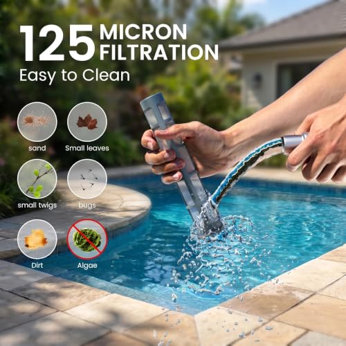 Hushlight Hot Tub Vacuum - Cordless Pool Vacuum for Above Ground Pool Rechargeable Stick for Fast Sand & Debris Removal in All Pool Types, Spas & Hot Tubs (Blue)