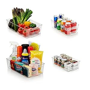 **CLEARANCE** Storage & Organisation Fridge Storage Containers – Set of 4 (2 Large and 2 Small) – Fridge Organiser Set…