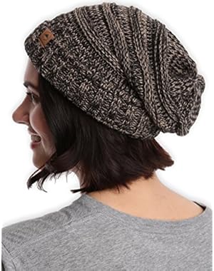 Slouchy Cable Knit Cuff Beanie by Tough Headwear - Chunky, Oversized Slouch Beanie Hats for Men & Women - Stay...