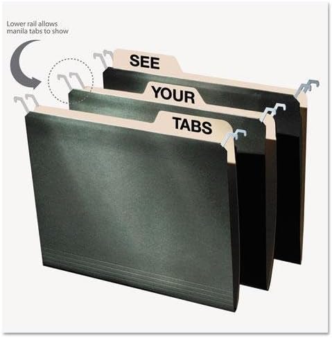 Ideastream FT07033 Hanging File Folders with Innovative Top Rail, Letter, Green, 20/Pack