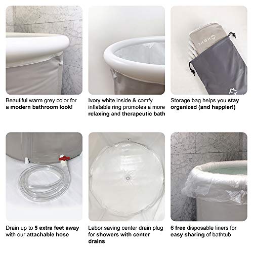 Portable Bathtub (Large) By Homefilos, Japanese Soaking Bath Tub For