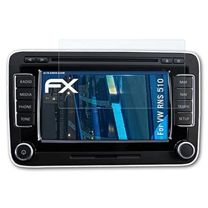 atFoliX Schutzfolie kompatibel mit VW RNS 510 Panzerfolie, ultraklare und stoßdämpfende FX Folie (3X)