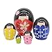 Winterworm Cute Japanese Little Girls Wear Kimono Pattern Egg Shape Handmade Wooden Russian Nesting Doll Matryoshka Kokeshi Set 5 Piece for Kids Toy Birthday Christmas Home Decoration