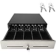 Beelta 16" Cash Drawer for Small Business - Stainless Steel Front Panel, Removable Cash Tray, Electronic Cash Box, 5Bill/5Coin, RJ11/12 Cable Cashier Register