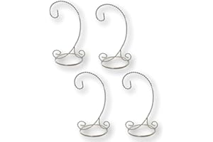 BANBERRY DESIGNS Silver Christmas Ornament Stand - Set of 4 Ornament Display Stands - 9-inch Ornament Holders - Chrome Stands