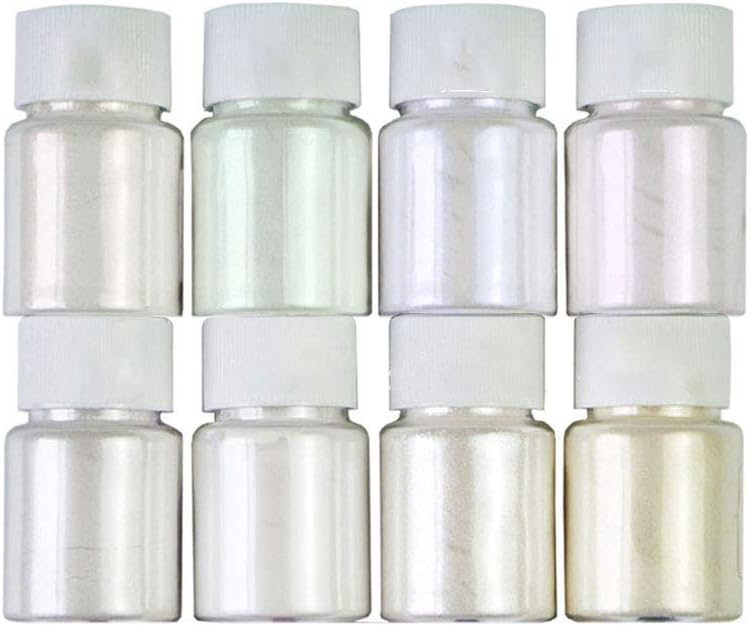 fengkengji Mica Powder Natural Mica Mineral Soap Dye Hand Soap Making Plies Eyeshadow and Lips Makeup Dye Slime Pigment DIY Invisible Princ Ji Pearl Powder(8 Pcs/Set)