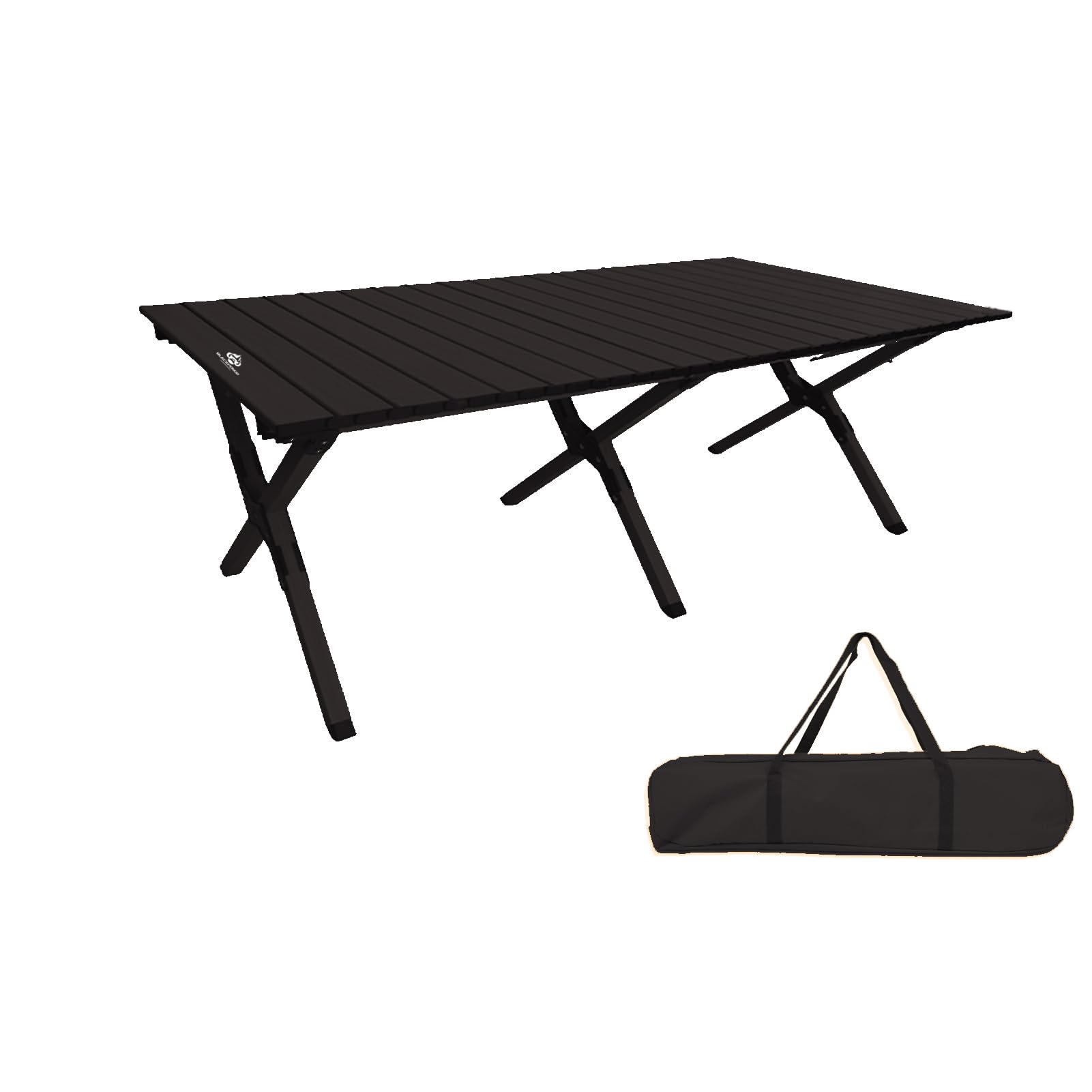 Photo 1 of Folding Camping Table, Roll-Up Folding Table with Carry Bag, Portable Aluminum Picnic Table, Low Height Beach Table for Outdoor Use, Travel, BBQ & Hiking, Easy Assembly (Black)