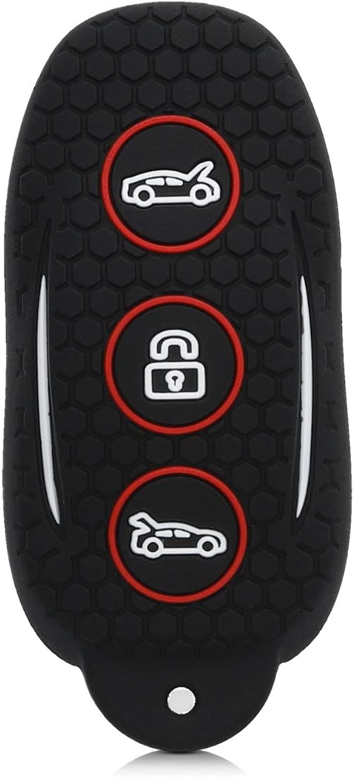 kwmobile Key Cover Compatible with Tesla Model S Car Key - Soft Silicone Car Key Fob Holder Protector Case - Black/Red - Image 4