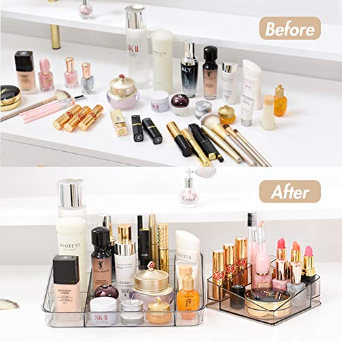 2 Pack Clear Makeup Organizer Lipstick Organizer Great for Bathroom Vanity Counter Tops, Dressing Tables, Cosmetic Stations