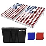 GoSports CornHole Bean Bag Toss Game Set - Superior Aluminum Frame (American Flag, Football and Black designs)
