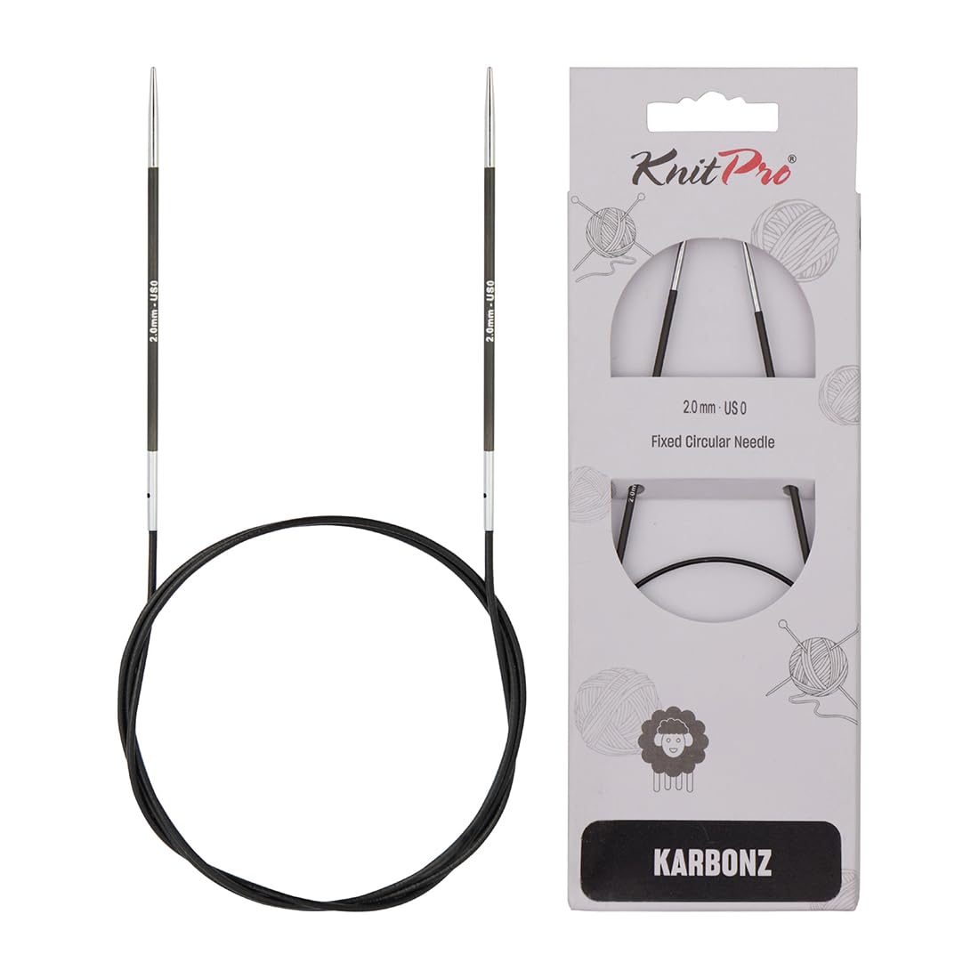 KnitPro Karbonz Fixed Circular Needles 24" (60cm) | 2.00 mm