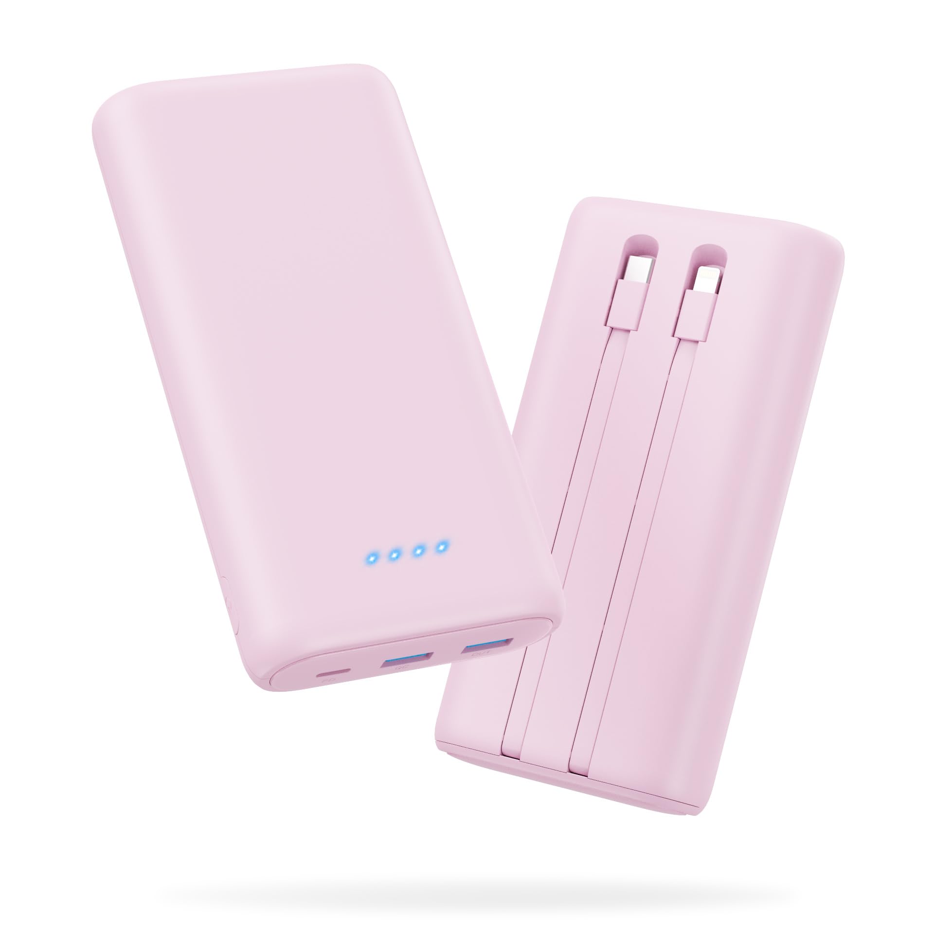 Photo 1 of Portable Charger 40,800mAh Power Bank 25W Portable Battery Pack with 2 Built in Cables [2024 Upgraded], PD QC4.0 Fast Charging Portable Phone Charger Compatible with iPhone 16/15,Android Samsung-Pink