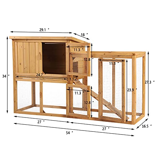 B BAIJIAWEI Wooden Rabbit Cage Hutch Chicken Coop Bunny Cage Poultry