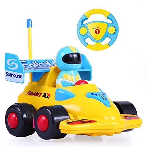 Team R/C? Cartoon R/C Formula Race Car Radio Control Toy for Toddlers (Yellow)
