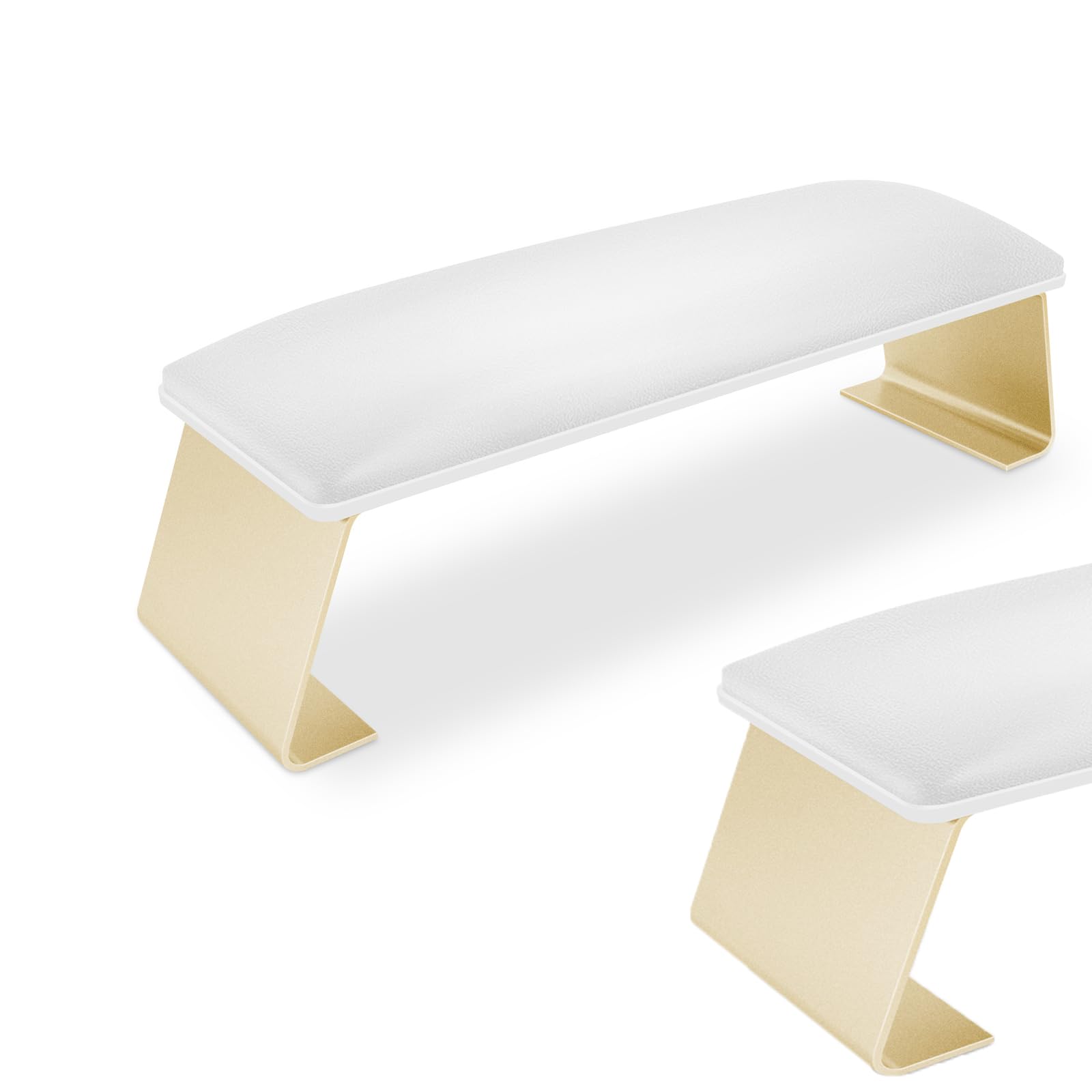 Arm Rest for Nails,Cleanable Leather Nail Tech Arm Rest Cushion,Soft Nail Hand Rest Stand Holder for Manicure Salon Technician Home DIY Nails,Anti-slip Gold Legs (White A)