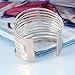 MXYZB Stainless Steel Wide Cuff Bangle Bracelet Hollow Hoop Open Ended Adjustable (Silver)