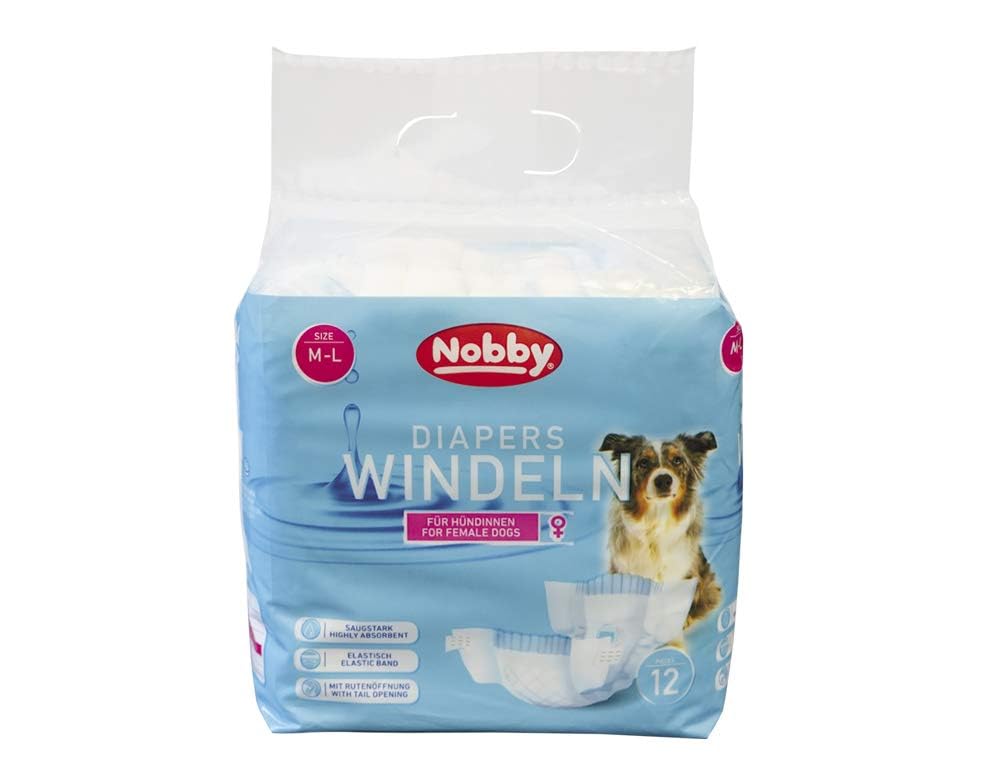 Nobby Nappies for Female Dogs, Pack of 12, M-L, 36-52 cm