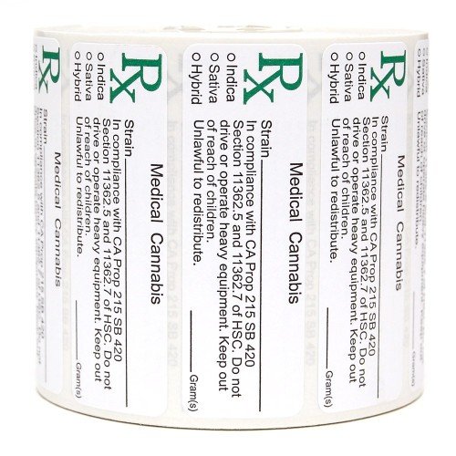 GENERIC Medical Cannabis Strain Labels 1000 pcs ROLL State Compliant Sticker Decal Marijuana, Pot, Ganja, 420, Sticky icky Identifier