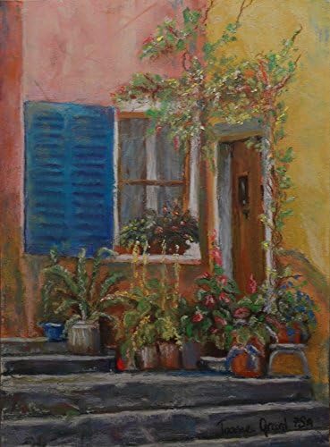 Blue Shutter Original Pastel Painting