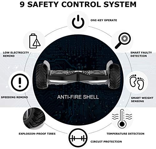 GeekMe Gyropode 8.5 Hover Scooter Board Overboard Pouces Scooter Electrique Tout Terrain Scooter Auto-équilibré Electrique avec Moteur Puissant LEDs Bluetooth APP pour Adultes et Enfants