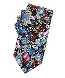 Mantieqingway Slim Ties Men's Cotton Printed Floral Neck Tie Flower Neckties (010)