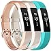 Vancle Bands Replacement for Fitbit Alta HR and Fitbit Alta (3 Pack), Newest Sport Replacement Wristbands with Secure Metal Buckle for Fitbit Alta HR/Fitbit Alta (Champagne Rose-Gold Teal, Small)