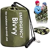 TOBWLOF Emergency Sleeping Bag, Lightweight Life Bivy Sacks with 1 Whistle, Mylar Emergency Bivy Survival Rescue Blanket, Windproof Outdoor Thermal Sleeping Bag for Hiking, Camping, Traveling
