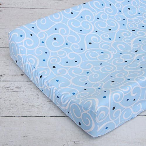 Caden Lane Light Blue Swirl Changing Pad Cover, Blue