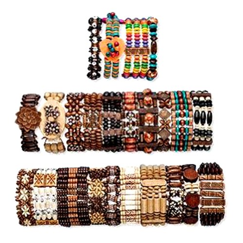 Boho Wood Bracelets Adjustable Unisex Set of 24 Different Bracelets