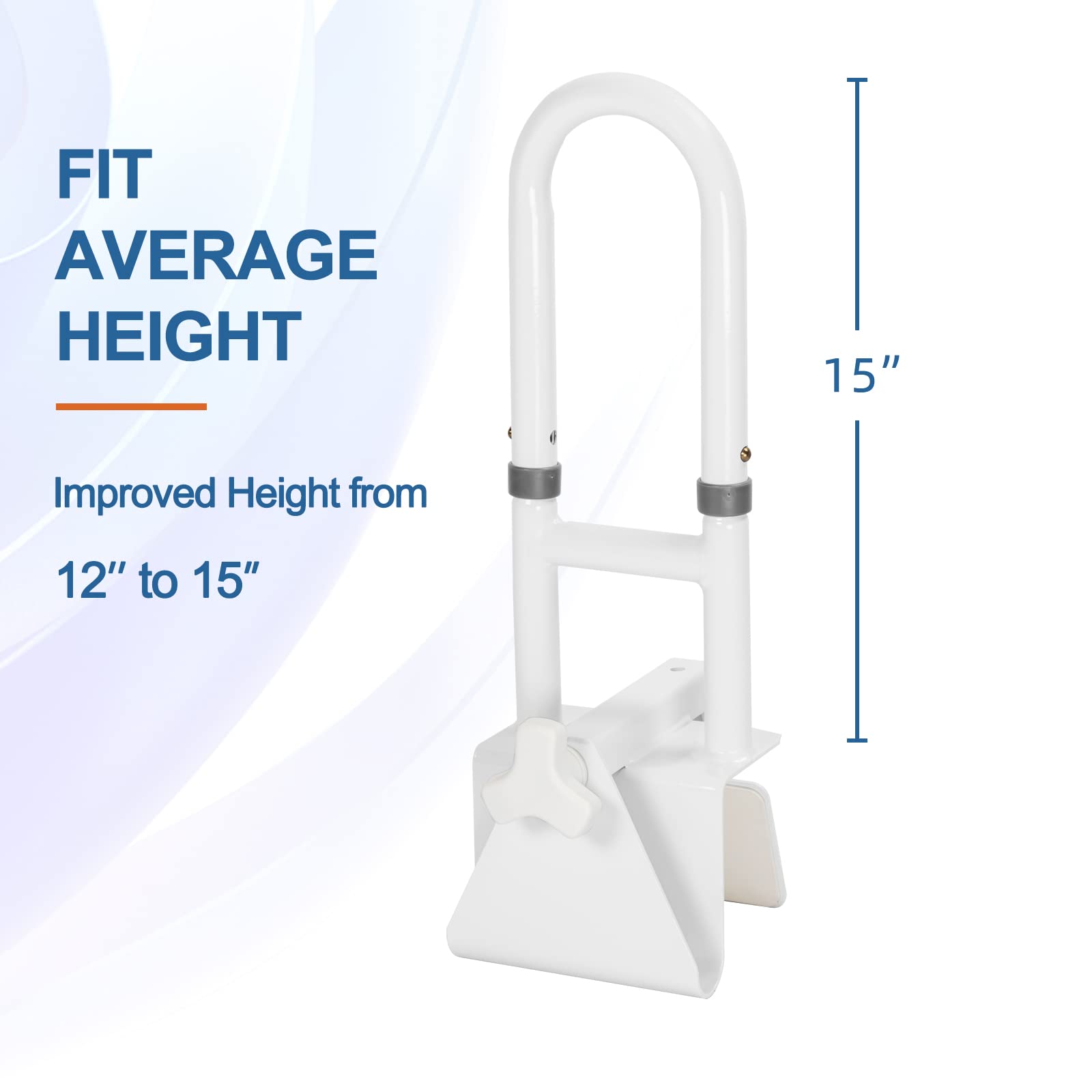 HEPO Grab Bars for Bathtubs and Showers, Adjustable Bathtub Safety Rail for Seniors, Tub Grab Bar for Bathroom, Assistance Bathtub Handle Clamp for Elderly Bath Support, White