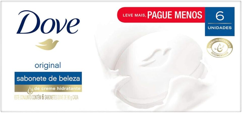 Sabonete em Barra Dove Branco 90 GR 6 unidades, Dove 