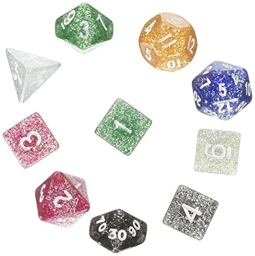 Polyhedral Dice Set (10-Piece), Assorted Glitter