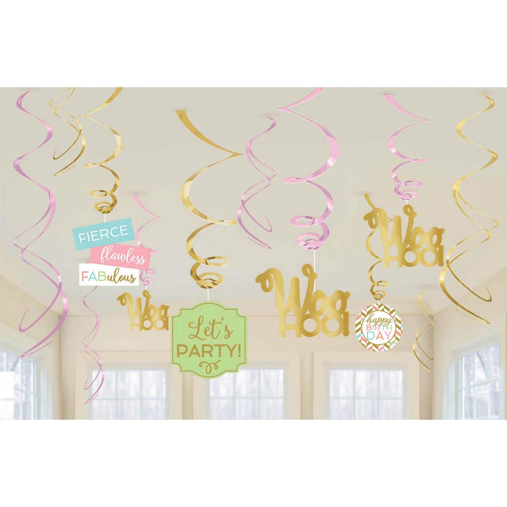 (PKT) 12 Piece Confetti Swirl Decorations Kit