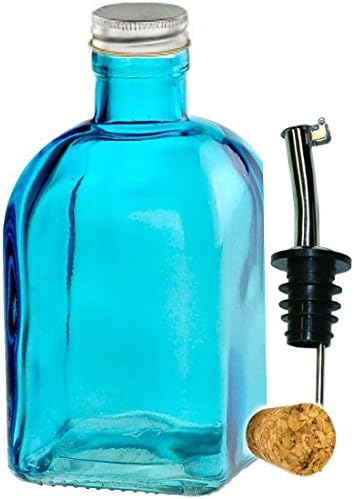 Olive Oil Outpost on Anna Maria 250ml Aqua Multi Use Glass Bottle Stainless Flap Spout Cork Cap (Aqua)