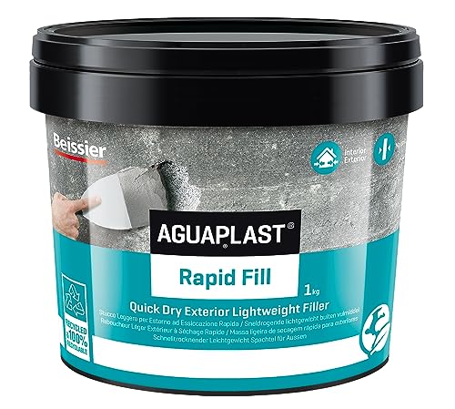 Aguaplast Rapid Fill, mastic en pâte prêt à l'emploi effet plâtre pour remplissage, couleur grise, séchage rapide - 1 kg