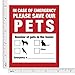 Pet Inside Finder Sticker - 4 Pack - Adhesive on Front and Back. in a Fire Emergency, Firefighters Will See Alert on The Window, Door, or House and Rescue Your cat/Dog. Safety First in case of fire.