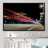 Framed Canvas Wall Art Light Exposure Colorful Industrial Lights Multicolor Neon Photography Places Portrait Realism - 16x24 inches