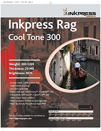 INKPRESS MEDIA 300 GSM, 23 Mil, 95 Percent Bright, Double Sided Photo Paper (#PRCT30085115)