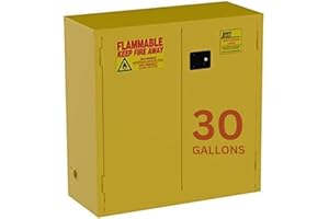 Jamco 30 Gallon Safety Steel Metal Flammable Liquid Storage Cabinet with Lockable Manual Closing Doors, Non Forkliftable, 43-Inch x 18-Inch x 44-Inch, Yellow