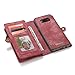 Samsung Galaxy S8 Case Wallet,KONKY Caseme Samsung Galaxy S8 Wallet Case, Magnetic Detachable Removable Phone Cover Pouch Folio Durable Leather Purse Flip Card Pockets Holder Bag Smooth Zipper - Red