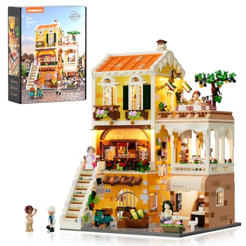 Lumibricks Italian Homestyle Restaurant Lighting Building-Bricks Set – City Town Modular Italian Trattoria & Café LED Light Building Kit 2868 Pcs Construction Set for Adults and Teens