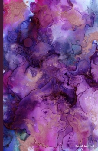 Bullet journal: dark pink/purple marble (ink) notebook dotted gri…