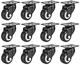 Online Best Service Swivel 1.5" Caster Wheels Rubber Base with Top Plate & Bearing Heavy Duty with Total Lock Brake (12 Pack Without Brake)