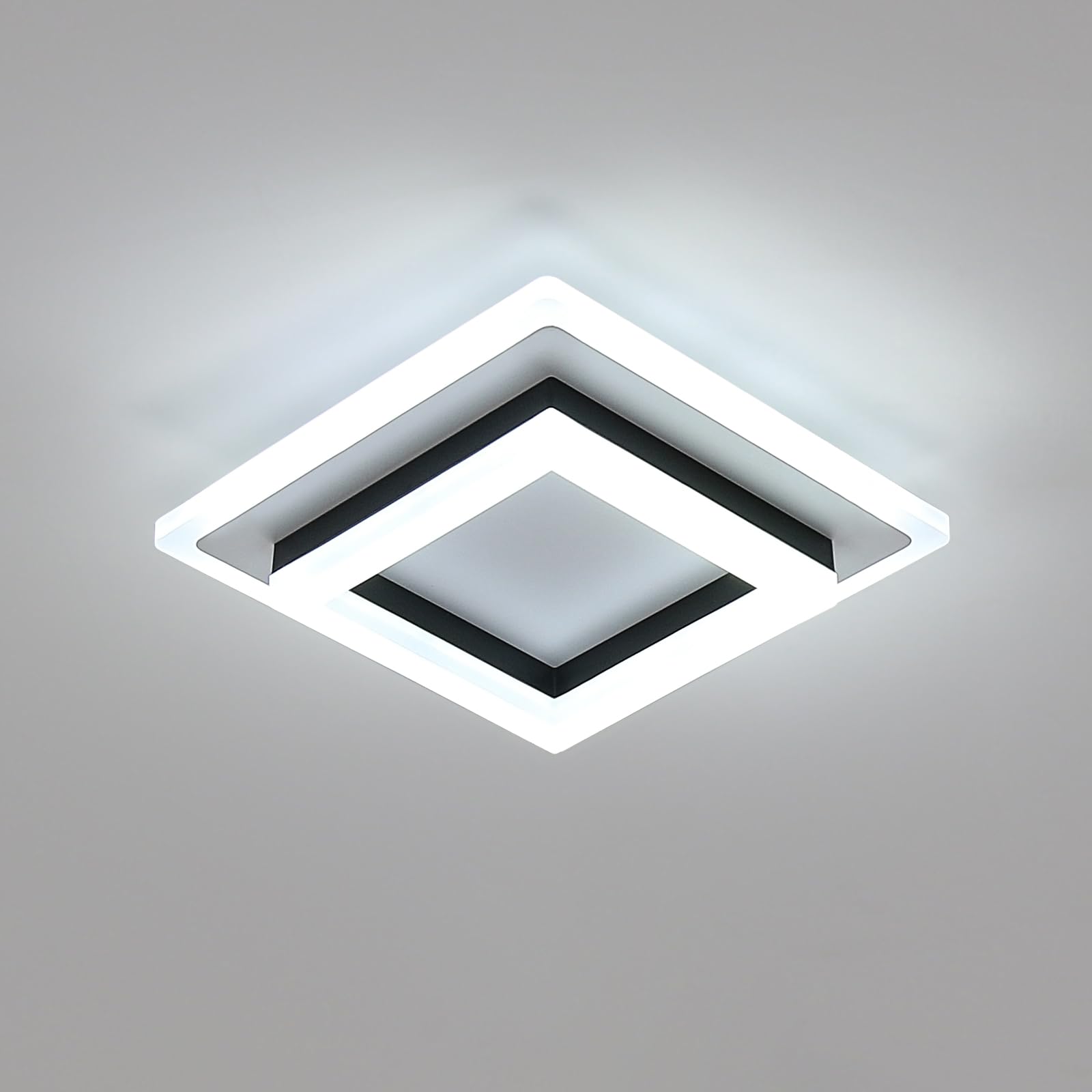 SENQIU LED Ceiling Light, 24W 2700LM Square Modern Ceiling Lamp, Bright Acrylic Ceiling Lighting Fixture for Bedroom, Kitchen, Office, Hallway, Bathroom, Cold White 6500K