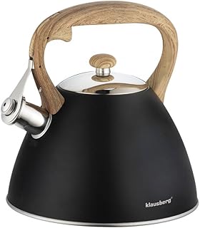 WASSERKESSEL KLAUSBERG 3L MIT PFEIFE KB-7262 Flötenkessel Wasserkocher schwarz