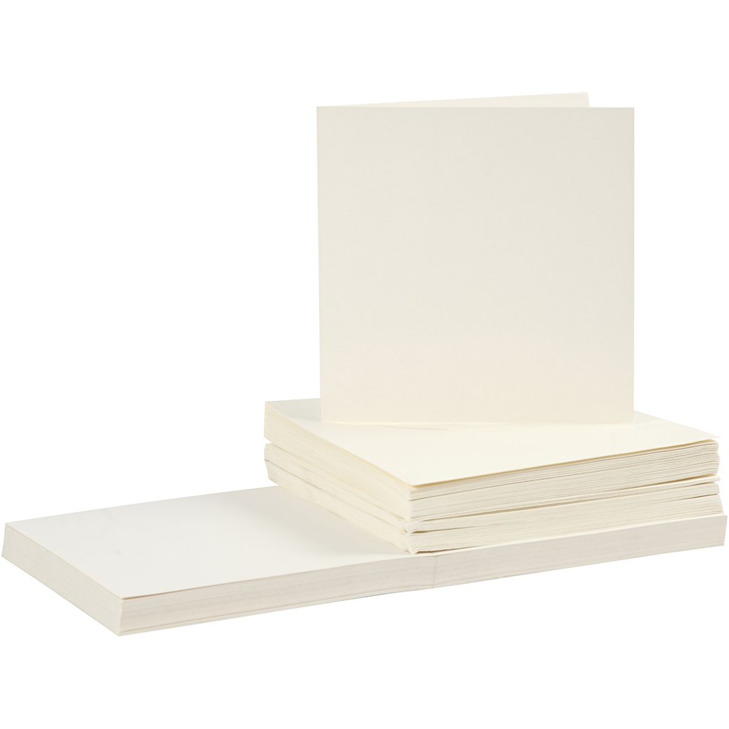 Cards and Envelope Sets, card size 15x15 cm, envelope size 16x16 cm, off-white, 50sets