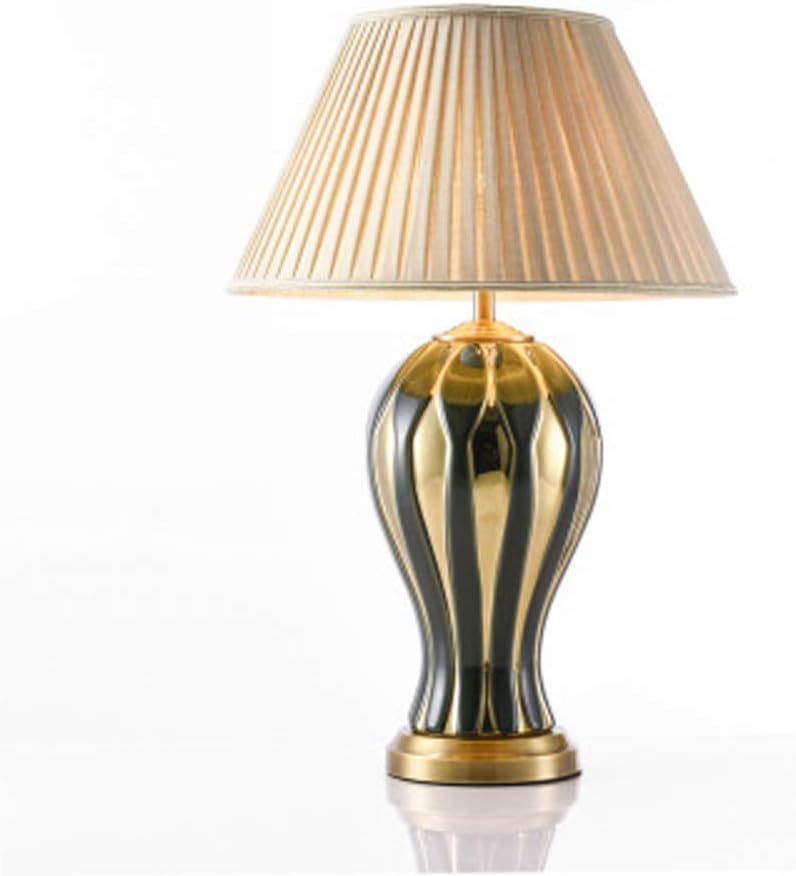 SMWZFDD Ceramic Table lamp European Light Post-Modern Table lamp Simple Gold Living Room Bedroom Model Room Hotel Bedside lamp
