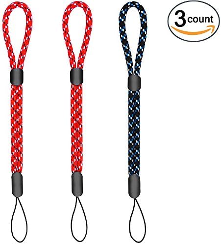 Wrist Lanyard Hand Strap, 3 Pieces Adjustable Mini Wristlet for Smartphone Camera Flashlight USB Flash Drive Key Remote Controller Blue Red